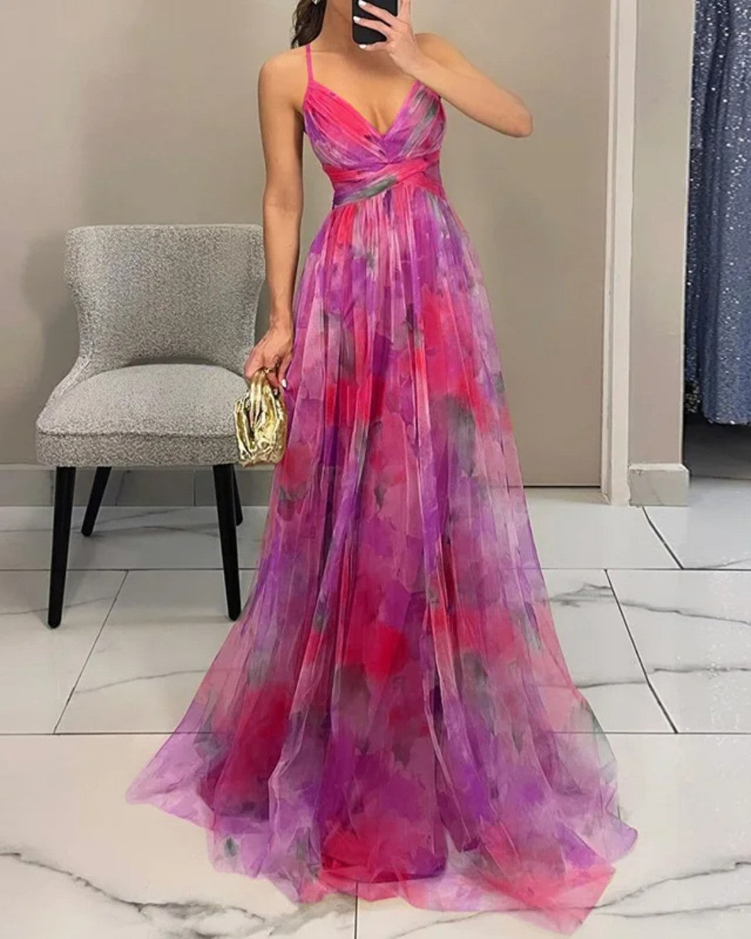 Roselle Luxe Maxi Jurk met Bloemenprint