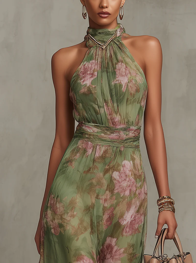 Fleuria Elegante Maxi Jurk met Bloemenprint