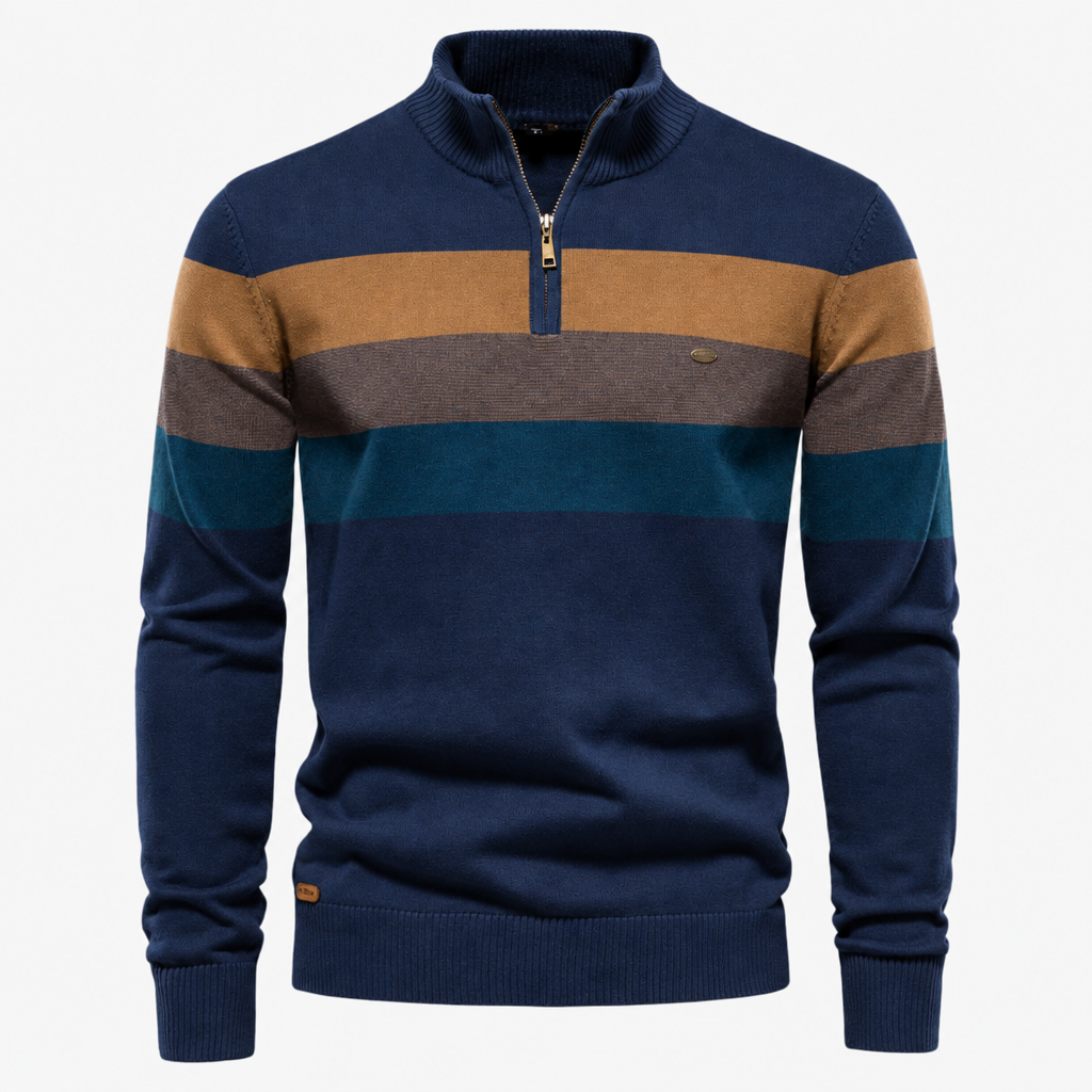 Heren Retro Sweater met Colorblock Strepen