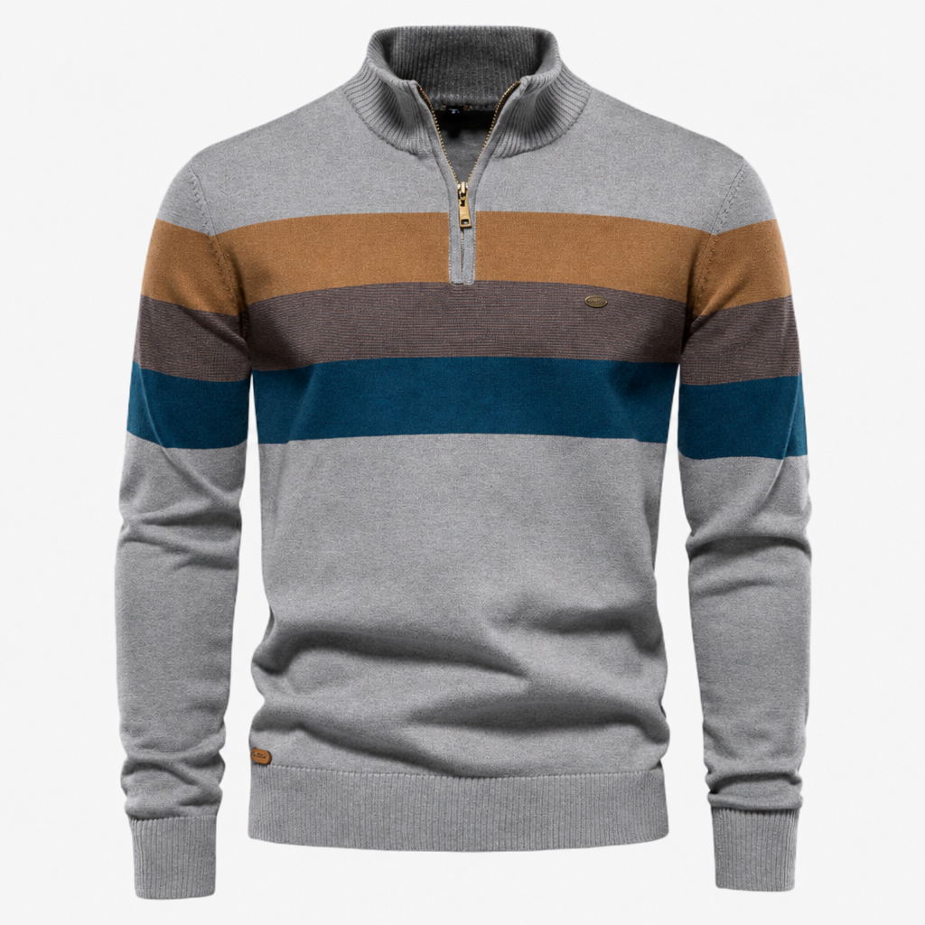 Heren Retro Sweater met Colorblock Strepen