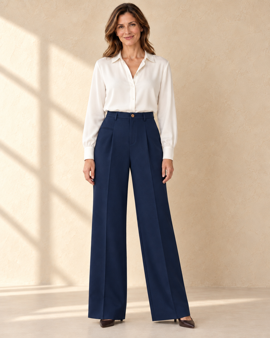 Dames Wide Leg Pantalon - Grijs