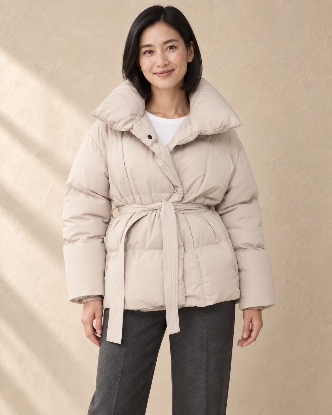 Dames Oversized Puffer Jas met Ceintuur