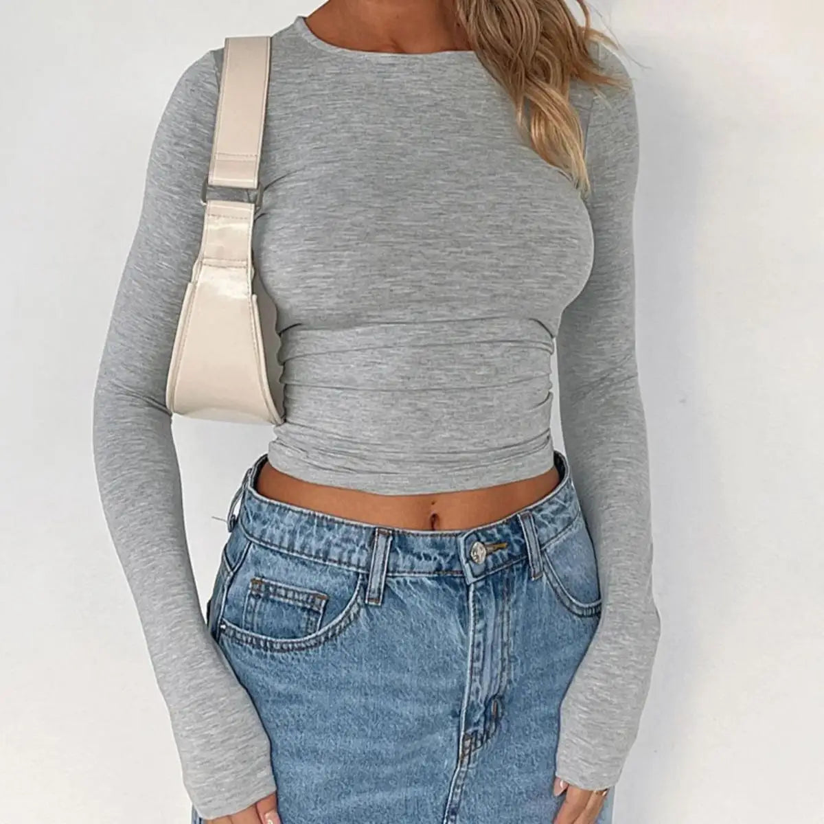 Maureen | Stijlvolle cropped top met lange mouwen