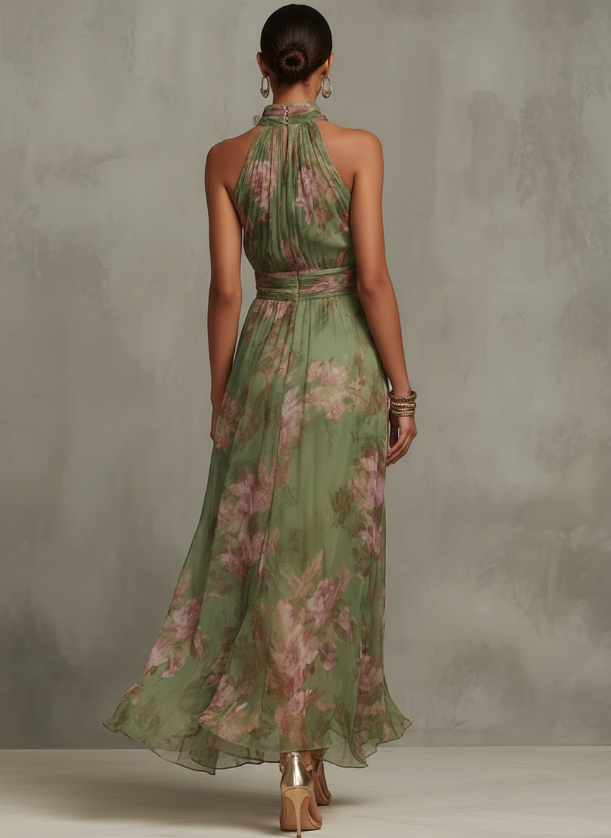 Fleuria Elegante Maxi Jurk met Bloemenprint