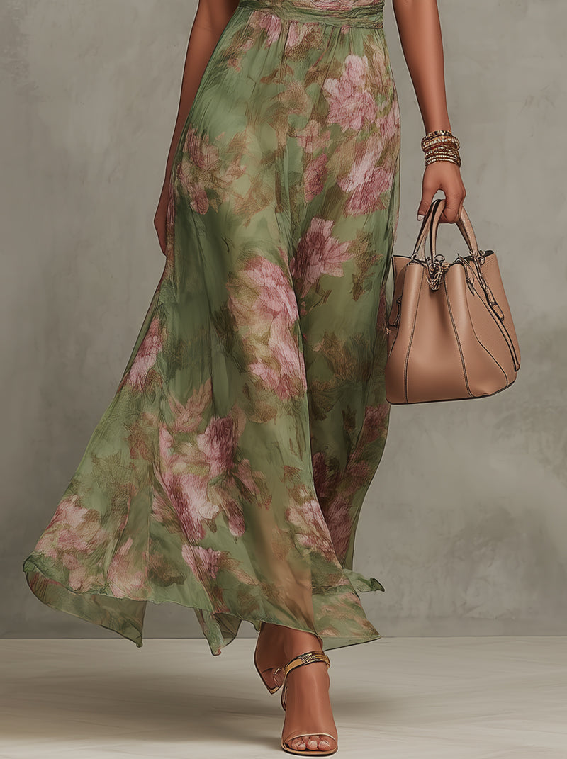 Fleuria Elegante Maxi Jurk met Bloemenprint
