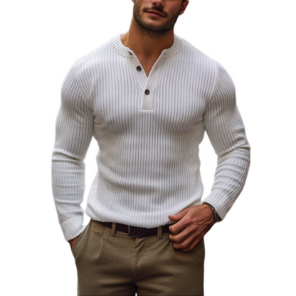 Klassieke henley gebreide trui | Tuur