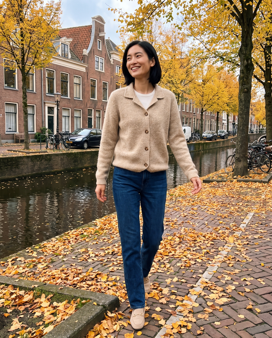 Zo draag je 'm – Dames Gebreid Vest met Knopen