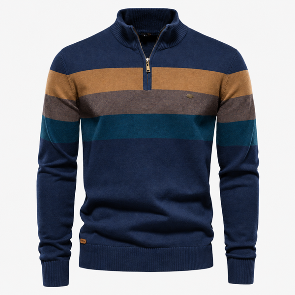 Heren Retro Sweater met Colorblock Strepen