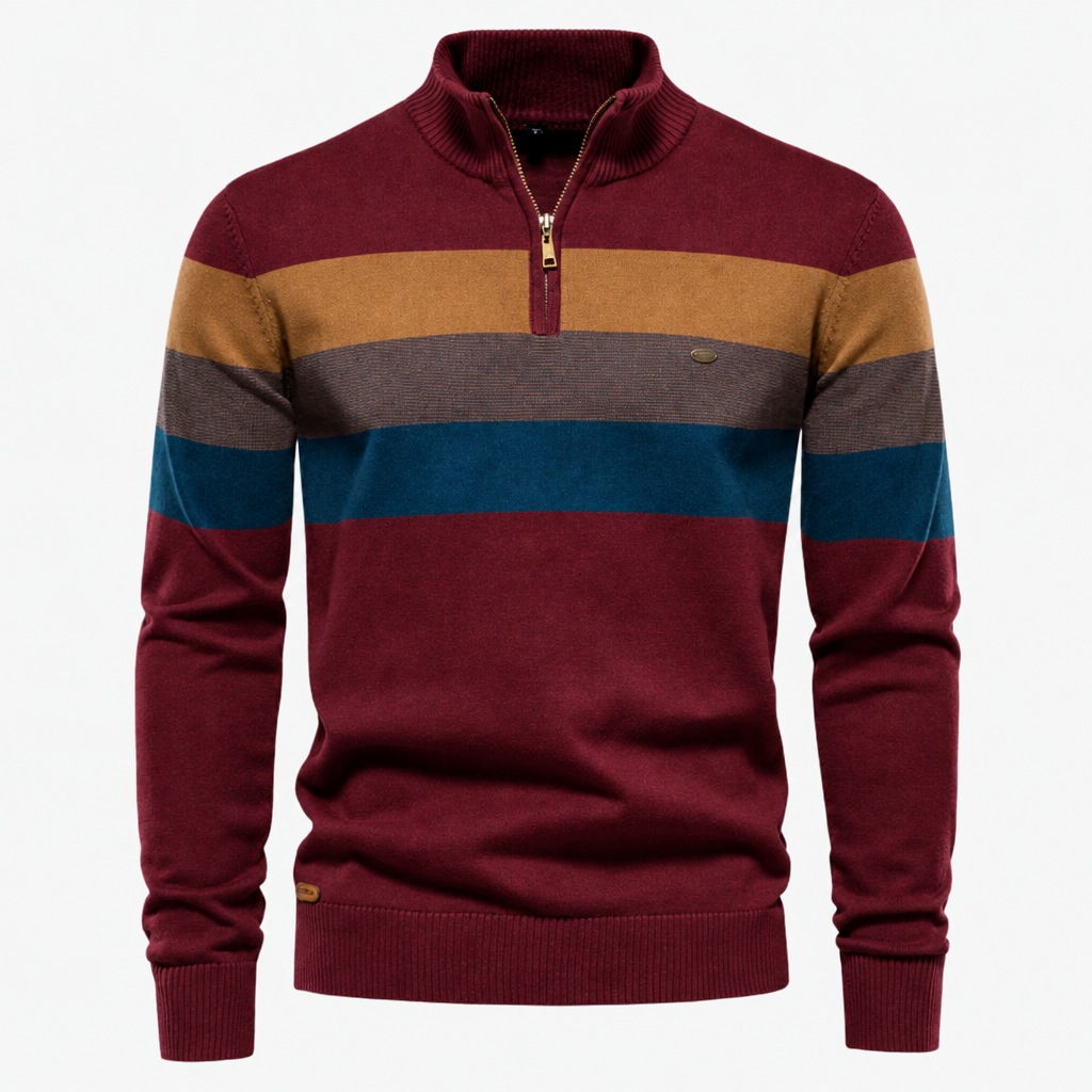 Heren Retro Sweater met Colorblock Strepen