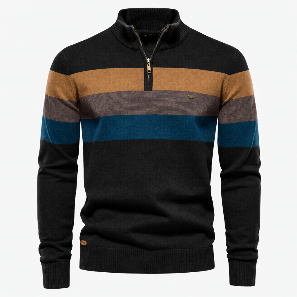 Heren Retro Sweater met Colorblock Strepen