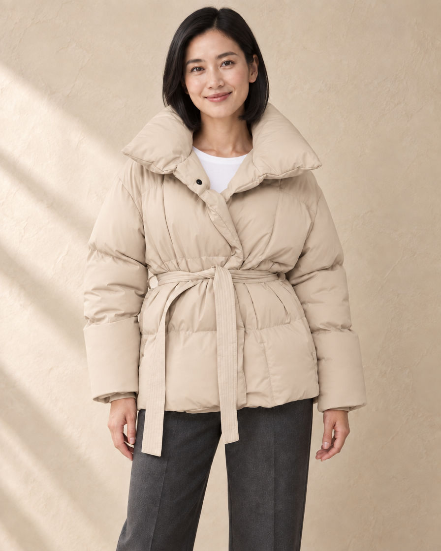 Dames Oversized Puffer Jas met Ceintuur