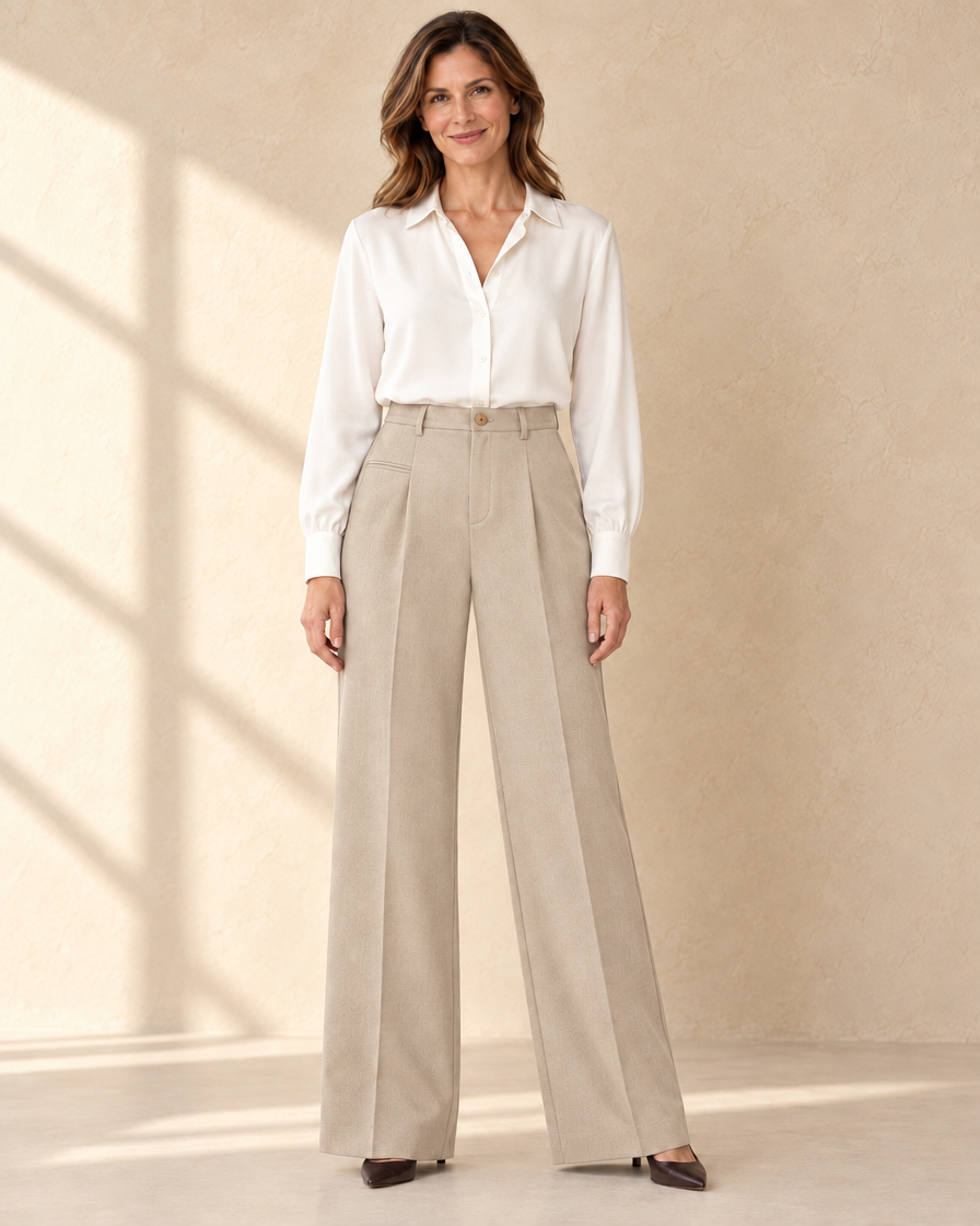 Dames Wide Leg Pantalon - Grijs