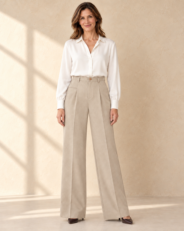 Dames Wide Leg Pantalon - Grijs