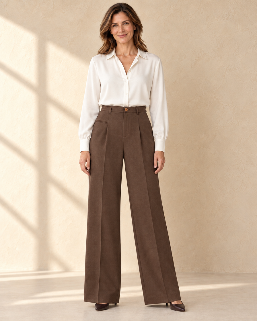 Dames Wide Leg Pantalon - Grijs