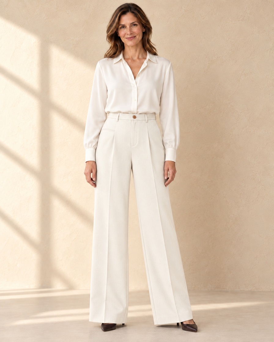 Dames Wide Leg Pantalon - Grijs