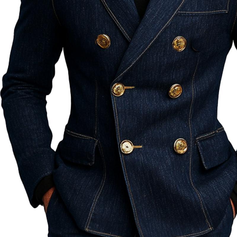 Elegante en verfijnde marine denim blazer | Thijs