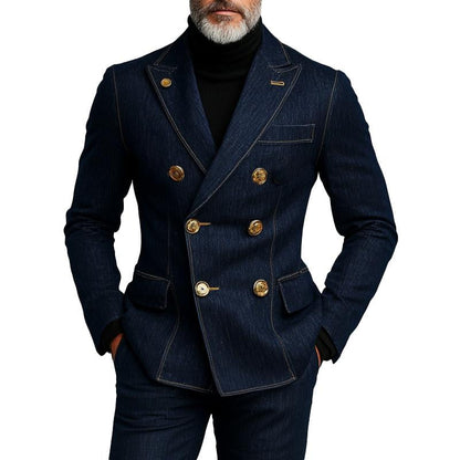 Elegante en verfijnde marine denim blazer | Thijs