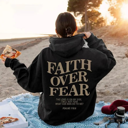 Comfortabele hoodie 'Faith over fear' | Lize