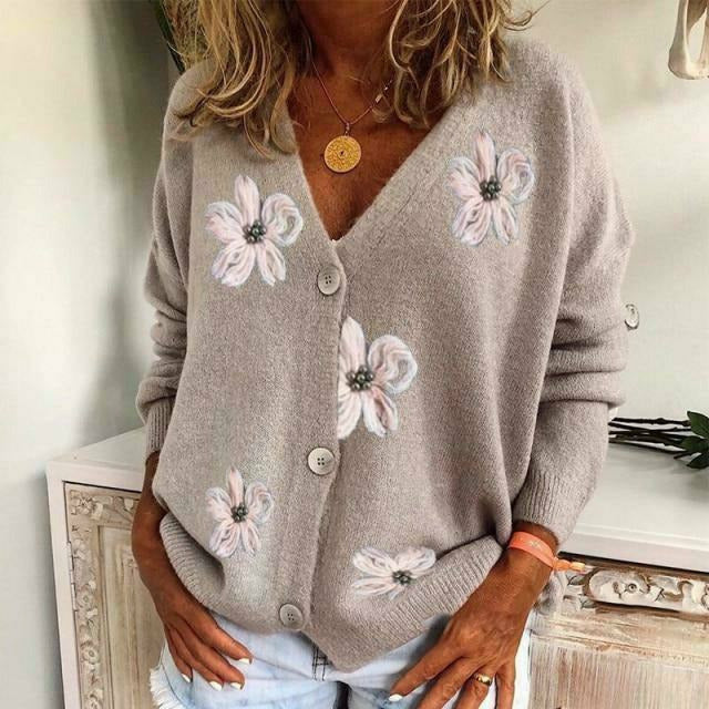 Casual geborduurd vest met bloemen | Inara